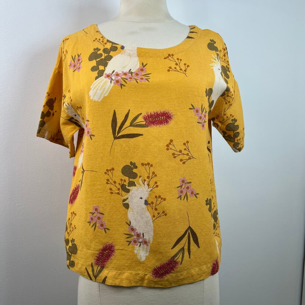 Princess Highway Womens Top Parrot Floral Novelty Print Boxy Short Sleeve Size 6 - Picture 4 of 14